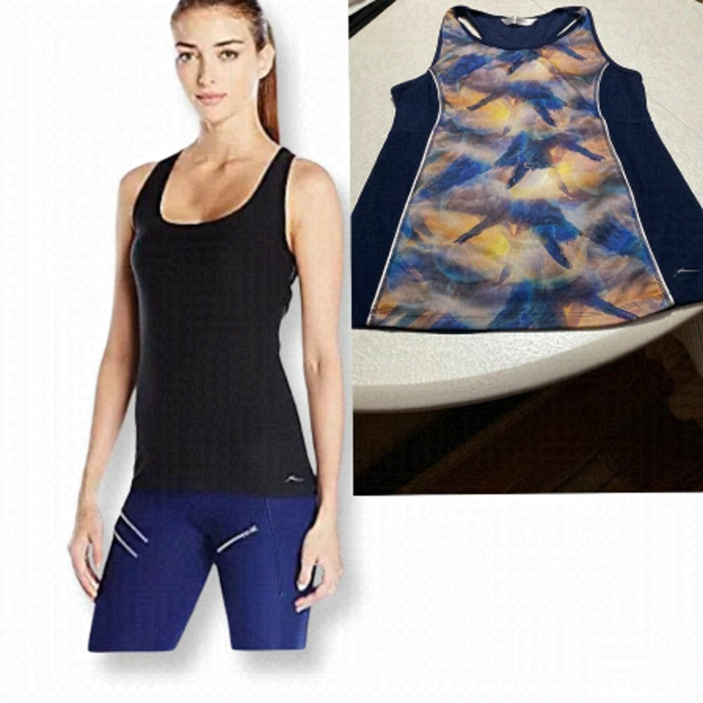 2/$39 Gottex Workout Tank cut out back blue Sz L